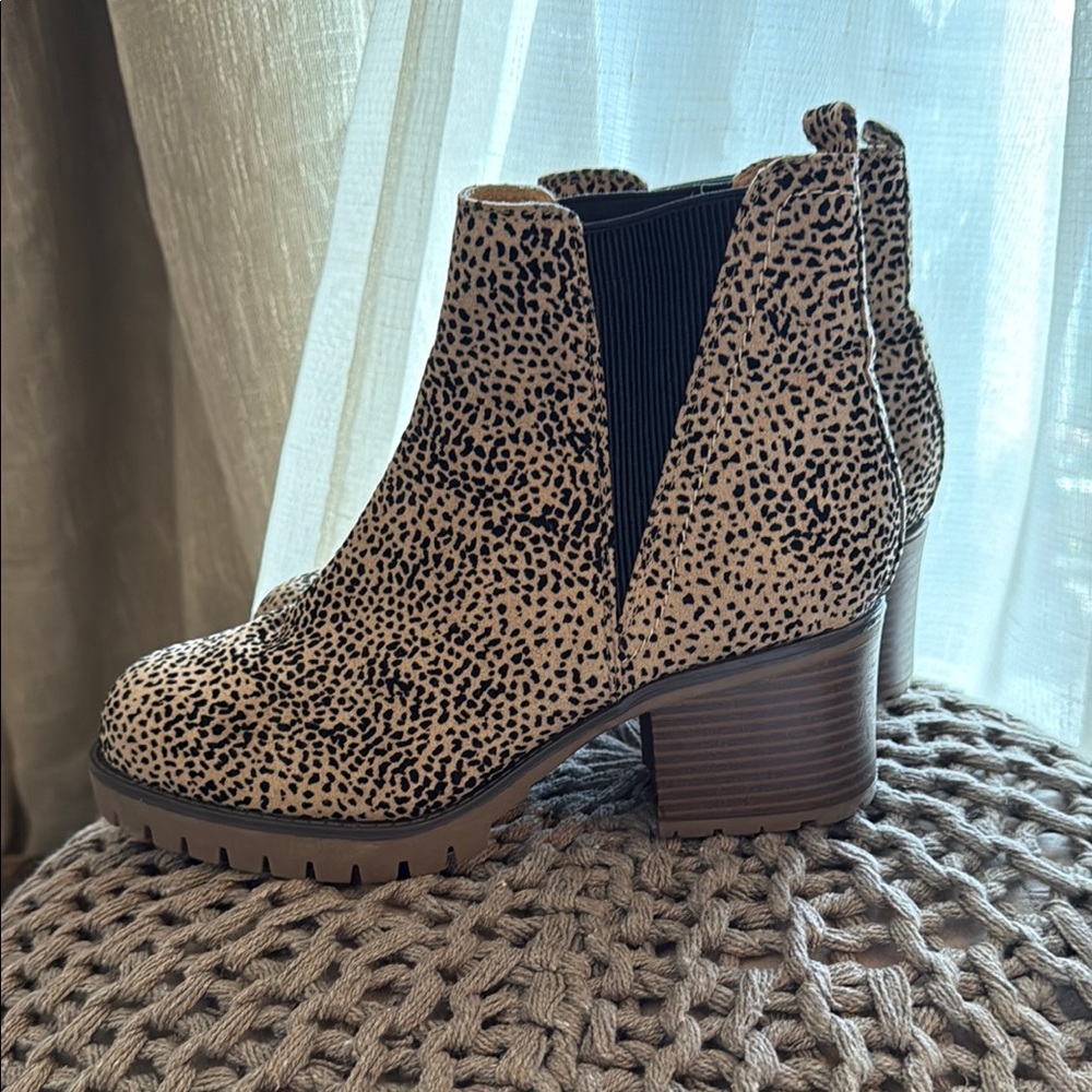 Altar'd State Brown and Black Ankle Booties with Chunky Heel